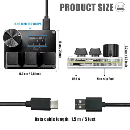 BTXETUEL Sayodevice-O3C 3-Key USB-C Mini Keypad