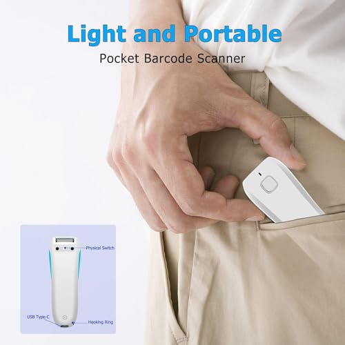 NETUM 2D Barcode Scanner C850 Portable Bluetooth Scanner Bluetooth Wireless, USB, and Wired Connectivity for Desktop and Mobile, 60 Degrees Viewing Angle