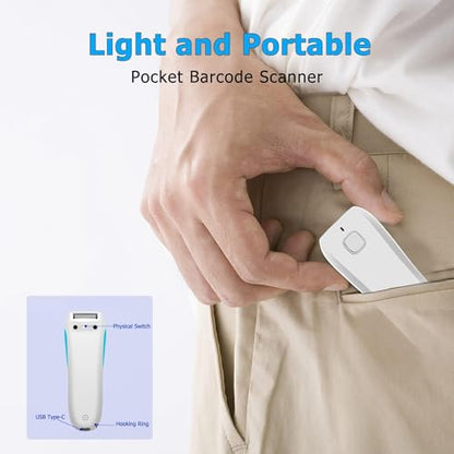 NETUM 2D Barcode Scanner C850 Portable Bluetooth Scanner Bluetooth Wireless, USB, and Wired Connectivity for Desktop and Mobile, 60 Degrees Viewing Angle