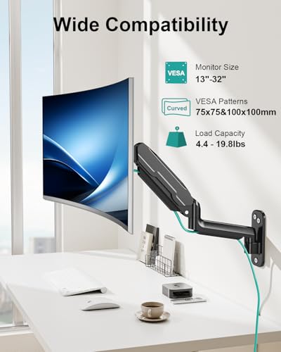 MOUNT PRO Single Monitor Wall Mount 13-32 Inches VESA 75x75 100x100 Black
