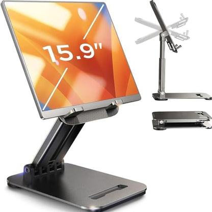 LISEN 2E56 Adjustable Tablet Stand Black Plastic Ergonomic Tabletop Holder