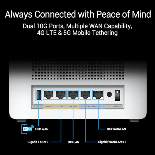 ASUS ZenWiFi BQ16 Pro 2-Pack Quad-Band WiFi 7 Mesh Router, 8000 Sq Ft Coverage, 2x 10G Ports Each