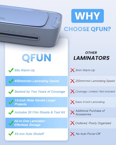 Qfun 30 Count 13 Inch Laminator 450mm/min Dual-Roller Cold Thermal Laminating Machine