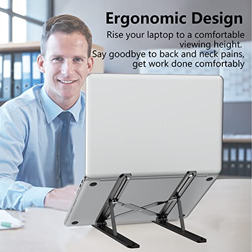 Tonmom Laptop Stand 10.5" x 1.96" x 0.68" Adjustable Metal/ABS/ Silicone Laptop Holder with 7 Levels of Height Adjustment for 10-15.6" Laptops and Tablets