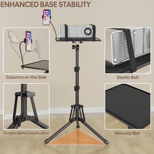 KOOV Projector Stand 20-61" Adjustable Height Metal Tripod with Mouse Tray