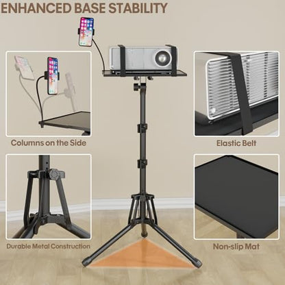 KOOV Projector Stand 20-61" Adjustable Height Metal Tripod with Mouse Tray