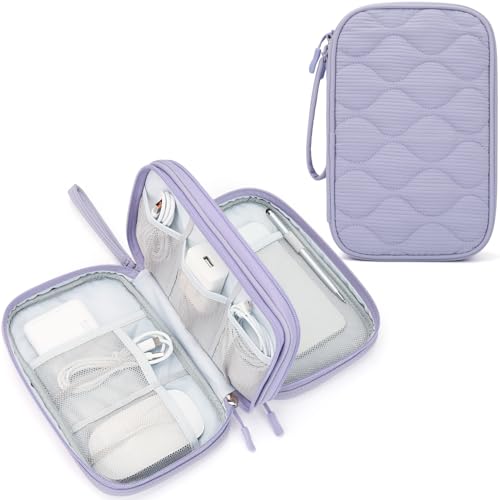 Skycase XL SK-US-J-OS-C-2811-TechBag-Pur Zipper Hand Strap 8 Compartments Gourd Pattern-Purple Travel Accessory