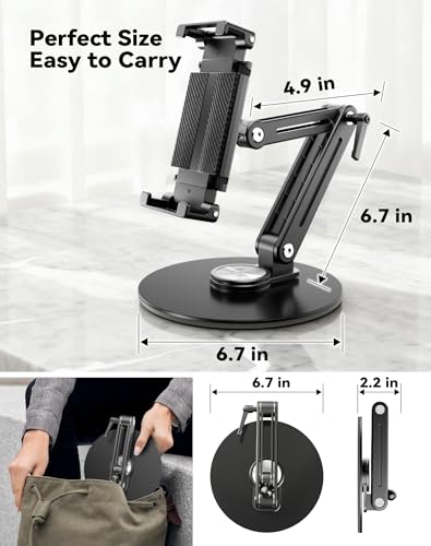 Jakeko Portable Monitor Stand JK07A2, 360 Rotation, Adjustable, Desk Mount, Aluminum, Black