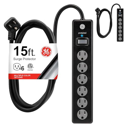 GE 15 Ft Power Strip 54650 6 Outlets 125 Volts 800 Joules Type B