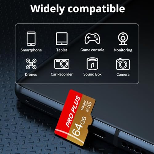 Yicunxin 64GB Red Gold 64GB Class 10 Micro SD Memory Card