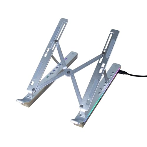 Adjustable Laptop Stand with USB Hub Folding Aluminum Silver