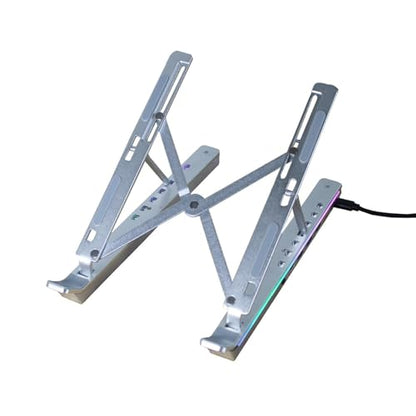 Adjustable Laptop Stand with USB Hub Folding Aluminum Silver