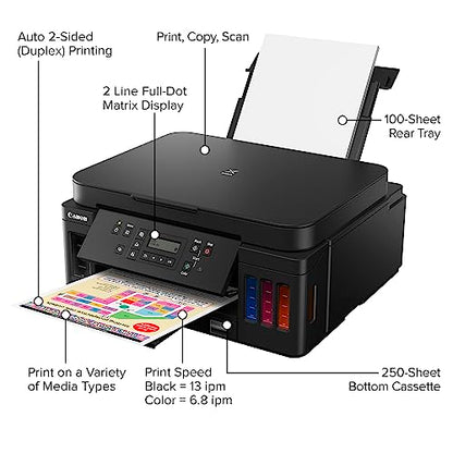 Canon PIXMA G6020 4800 x 1200 Color Inkjet Printer, Wireless, All-in-One