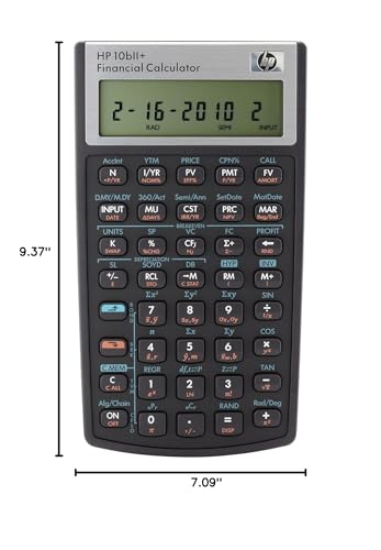 HP 10bII+ Financial Calculator, 2 Inch LCD Display, Battery Powered, Model B17