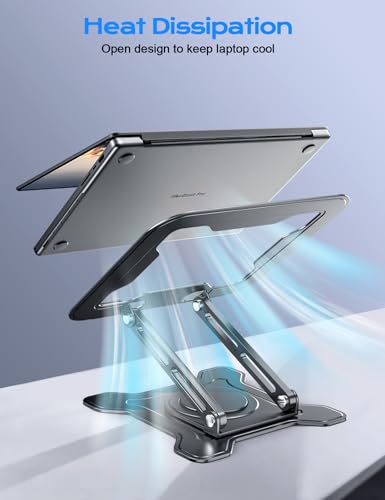 JCZT Tower Laptop Stand NH02Pro Black Adjustable 360° Rotating Durable Metal