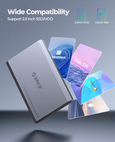 ORICO 6TB DD25-C3 2.5" SATA USB 3.2 Gen 2 Aluminum Hard Drive Enclosure