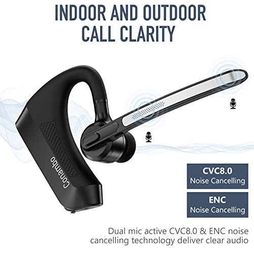 Conambo Bluetooth Headset K21 V5.1, Single Ear Wireless Earpiece with Dual Microphone Noise Cancellation, 16 Hours Talk Time, Compatible with iOS and Android