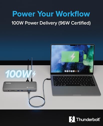 Plugable 13-in-1 Thunderbolt 4 Dock TBT-UDM Dual 4K HDMI 100W Charger 13 Ports USB-C USB-A 6x USB 4x HDMI