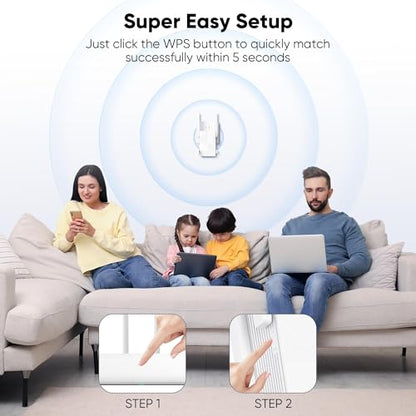 TFBWVD WiFi Extender Signal Booster 10,000 sq ft Dual Band 1200 Mbps ATA WiFi Repeater