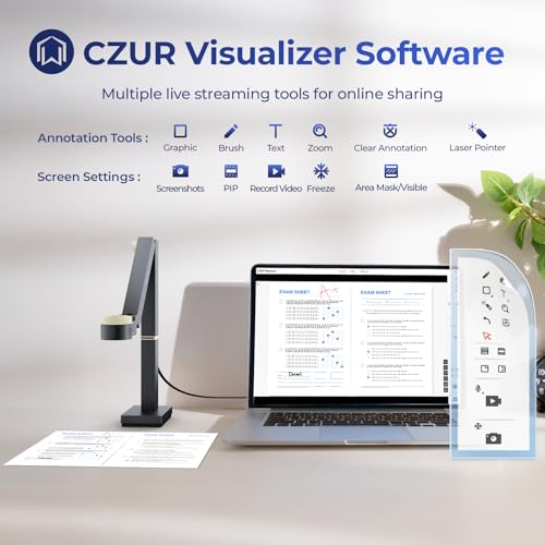 CZUR Fancy S Pro 12MP USB Document Camera, 1080p, 60FPS, Auto Focus, Document Scanner