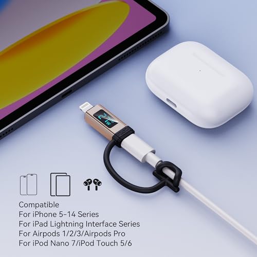 pzoz USB C to Lightning Adapter 27W PD Fast Charging Adapter 2 Ports, Gold