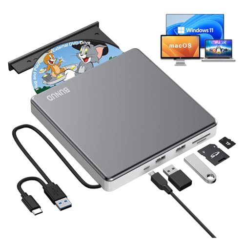 BUNUD 5.91" x 5.91" x 0.7" Model 726133312451 USB 2.0 USB 3.0 Type C External Optical Drive