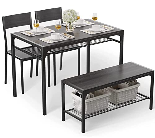 Gizoon 4 Piece Dining Table Set Rectangular Black