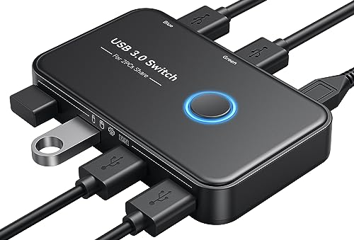 ABLEWE USB 3.0 Switch 4-Port KVM Switch Selector for Dual PC Access