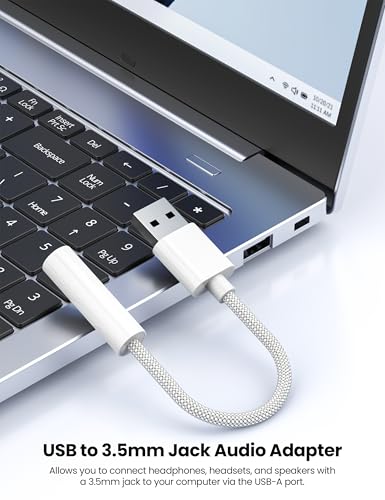 Fidioto USB 3.5mm Audio Jack Adapter USB-A 2 Ports