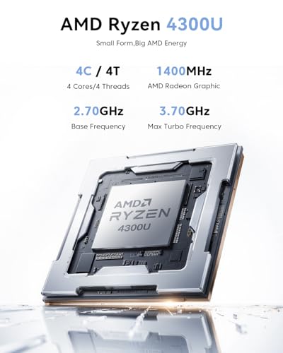KAMRUI Mini PC AK1(8+128)-J3455 Black Ryzen 3 4300U 3.7GHz