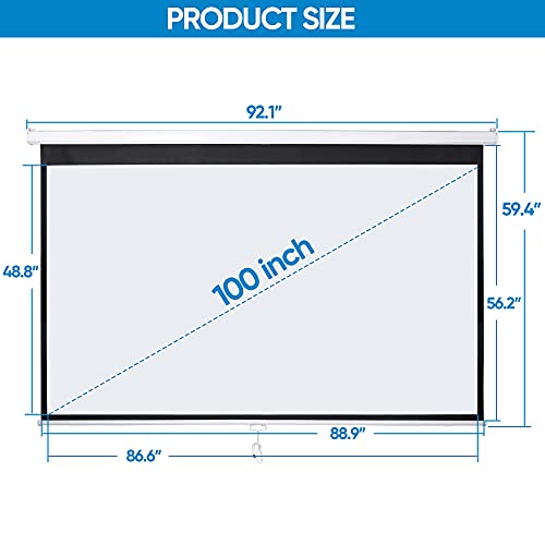SUPER DEAL 100 inch SD0514 Manual Projection Screen 16:9 PVC Foldable