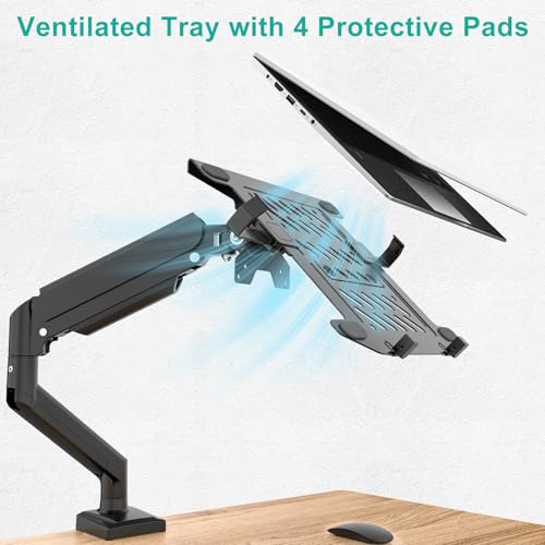 WALI 2-in-1 Laptop and Monitor Desk Mount Adjustable 17" to 34" Screens VESA 75x75 100x100 Black