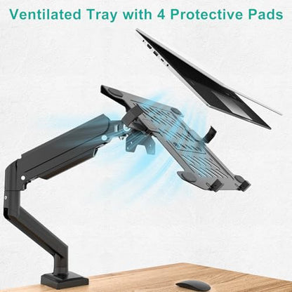 WALI 2-in-1 Laptop and Monitor Desk Mount Adjustable 17" to 34" Screens VESA 75x75 100x100 Black