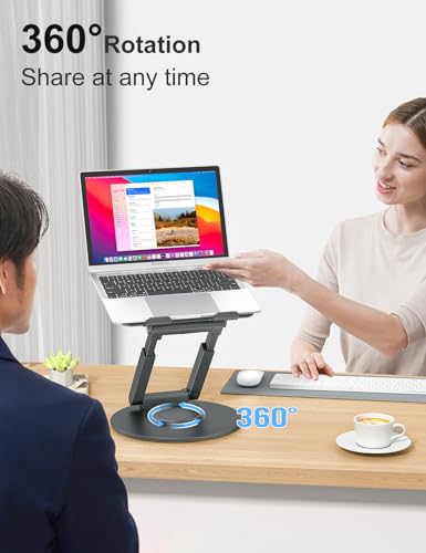 Tounee 1 Count LS07 EXPRO Sit to Stand Adjustable Laptop Stand with 360 Degree Rotation - Gray