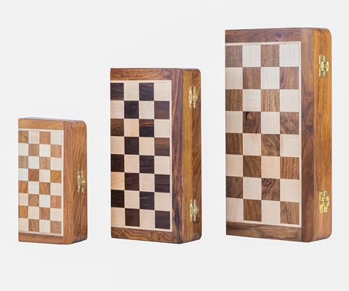 INTAJ 12" Standard Edition Wooden Chess Set Wooden Chess Board Travel Foldable