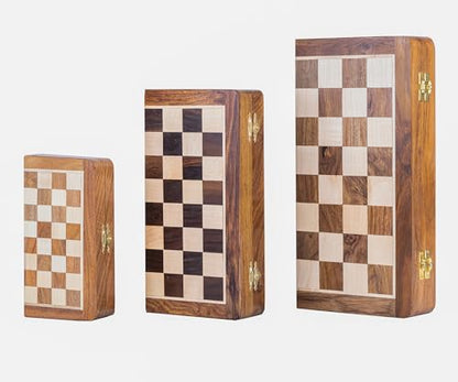 INTAJ 12" Standard Edition Wooden Chess Set Wooden Chess Board Travel Foldable