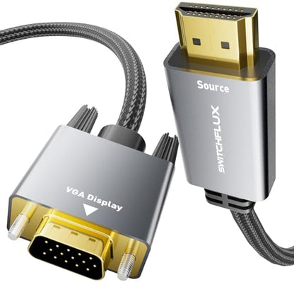 SWITCHFLUX 6 Feet HDMI to VGA Adapter Cable - 1080P@60Hz Resolution