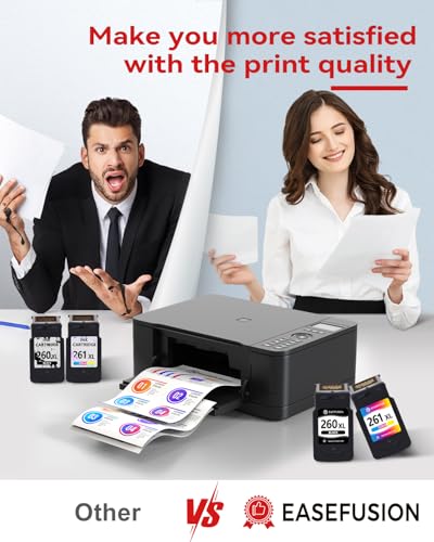 EaseFusion 260XL 261XL Ink Cartridges PG-260 CL-261 Compatible with Canon Pixma Printers, 400 Pages Yield, Water-Based Ink