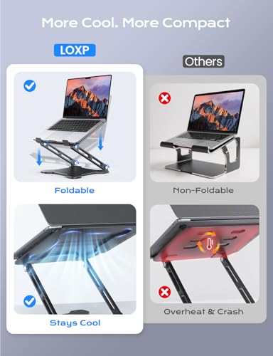LOXP Adjustable Tower Laptop Stand NH02B Portable Adjustable Height Metal Support Compatible with 10-15.6" Laptops