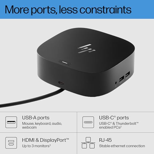 HP 4.8" x 4.8" 26D32AA#ABL USB Hub 12 Ports 6 USB Type-C HDMI 1 HDMI 45W 10-20V