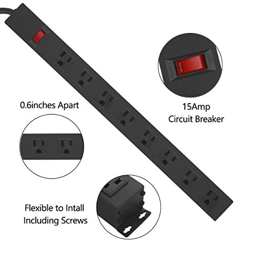 HHSOET 8 Outlets Metal Power Strip PDU-US8 125V 15A