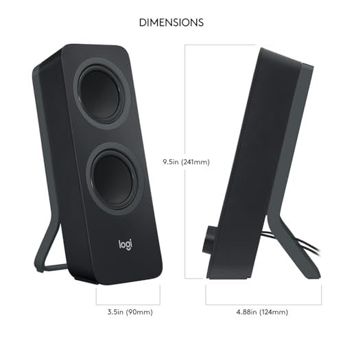 Logitech Z207 2.0 Stereo Computer Speakers Black 10 Watts Bluetooth 4.2 Tabletop Mount