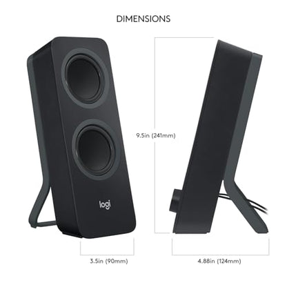 Logitech Z207 2.0 Stereo Computer Speakers Black 10 Watts Bluetooth 4.2 Tabletop Mount