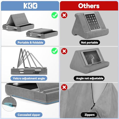 KDD Portable Tablet Pillow Stand, Compatible with Tablets and Phones, Adjustable Viewing Angle, Multi-Purpose Tabletop Mount