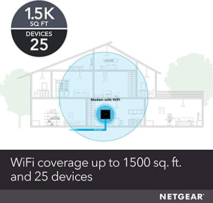 NETGEAR C6250-100NAS Cable Modem Wi-Fi Router Combo, AC1600 Speed, DOCSIS 3.0, Dual-Band, 2-Port Ethernet