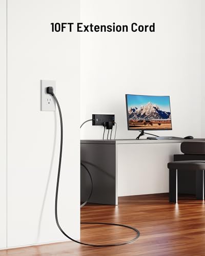 LeZone 12 Outlets 2 USB Ports 10FT Cord Power Strip 125 Volts 15 Amps Surge Protector
