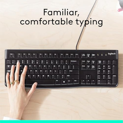 Logitech K120 Full Size Wired Keyboard 104 Keys Spill-Resistant USB