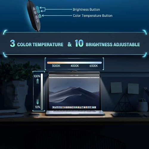 CATPOWER 0.8"D x 10.2"W x 0.8"H JD-A1 Lamp, Adjustable Color Temperature, Touch Control, Desktop Mount