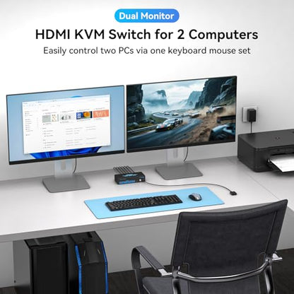 VPFET 2 Ports SW221-Deep Blue 12V DC 1A USB 3.0 KVM Switch Model