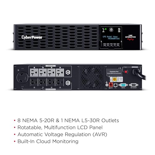 CyberPower PR3000RT2UC 3000VA/3000W UPS Battery Backup Rack/Tower, 120V, 30A
